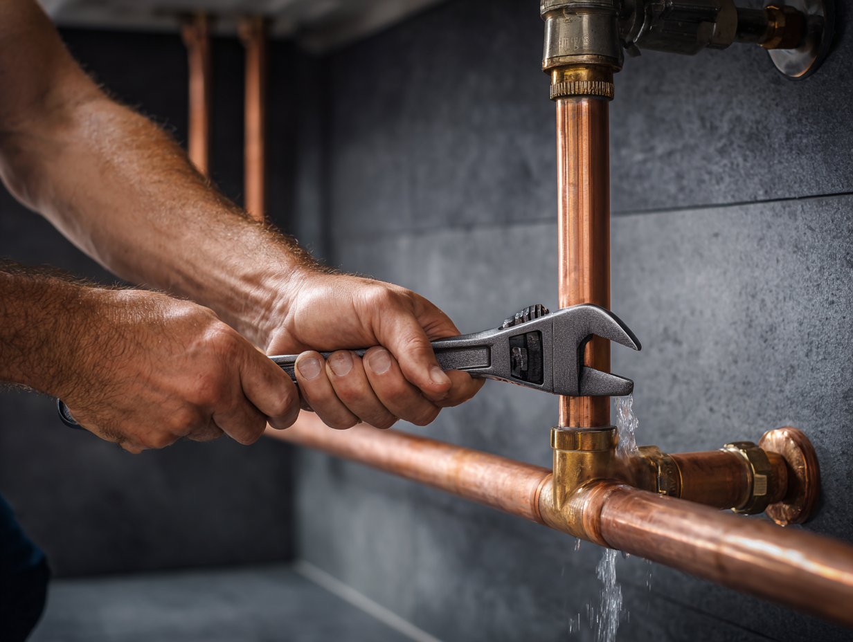 Technician installing HVAC system